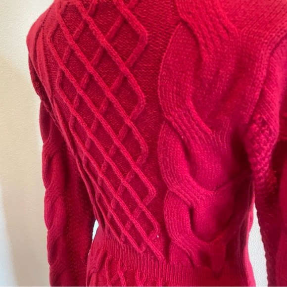 SHEIN- NWT M Maroon Knit V-Neck Long Knitted Sweater Dress - Picture 5 of 9